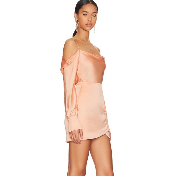 NWT NEW Jonathan Simkhai Velma Mini‎ Off The Shoulder Satin Dress Size 4 - $595 - Picture 2 of 9